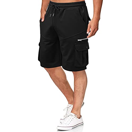 Herren Kurze Hosen Cargo Shorts Baumwolle Sommer Bermuda Shorts Outdoor Jogginghose Sporthose Cargohose Herrenshorts Short Pants Kurz Sommerhose Elastische Taille mit Taschen von Skang