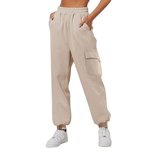 Jogginghose Damen Sporthosen Lang Freizeithose Trainingshose High Waist Sweatpants Loose Casual Stoff Lounge Hose für Frauen Lose Freizeithosen mit Taschen von Skang