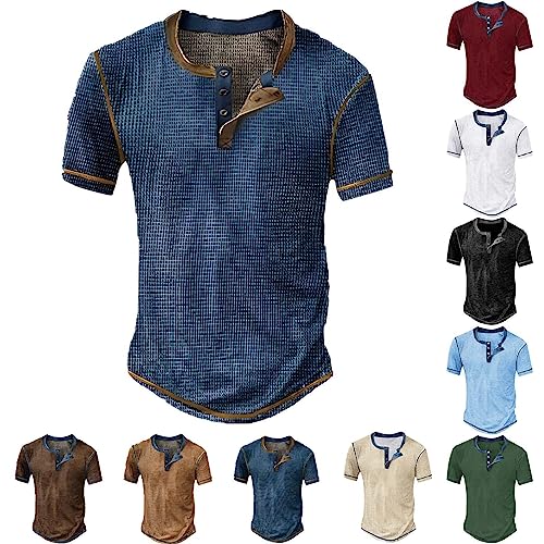 Kurzarm T Shirt Herren Rundhals Lose Sommer Oberteile Männer T-Shirts Vintage Sommer Top Tunika Laufshirt Sportshirt Kurzarmhemd Blusentop von Skang