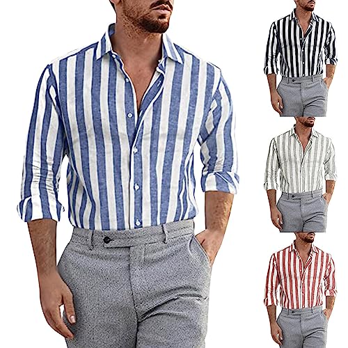 Leinenhemd Herren Langarm Regular Fit Freizeithemd Sommerhemd Casual Leinen Bluse Sommer T-Shirt Männer Basic Shirt Langarmshirt Langarmhemd Herbst Tops von Skang