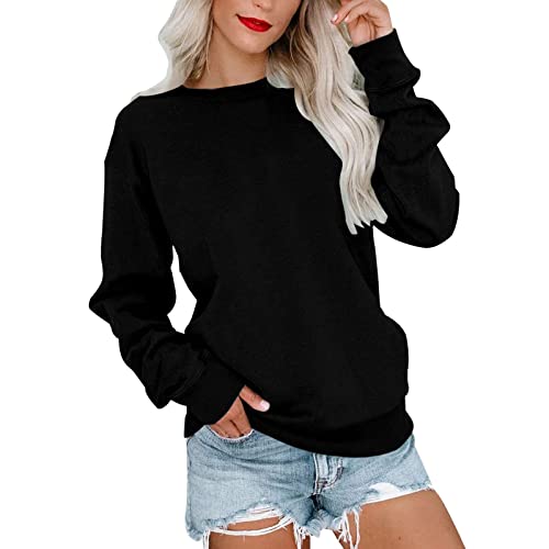 Pullover Damen Sweatshirt Langarmshirt Rundhals Tshirt Langarm Oberteile Herbst Winter Frauen Locker Tunika Casual Bluse Top Oversized Longshirt Sport Streetwear ohne Kapuze von Skang