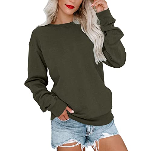 Pullover Damen Sweatshirt Langarmshirt Rundhals Tshirt Langarm Oberteile Herbst Winter Frauen Locker Tunika Casual Bluse Top Oversized Longshirt Sport Streetwear ohne Kapuze von Skang