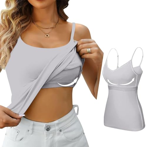 Pullover Unterhemden & BH Hemden für Damen - Tanktop mit Integriertem BH - Funktionsshirt Ärmellos - Spaghettiträger Shirt - Schwarz Baumwolle von Skang