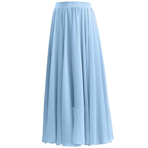 Rock Damen Sommer Lang Sommer Damen Einfarbig Chiffon Rock Damen Hohe Taille Langer Rock Bleistiftrock Mit Spitze (BU2, M) von Skang
