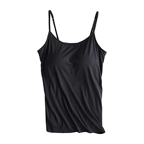 Skang Black Friday Angebote 2024 Unterhemden Damen Tank Top Mit Integriertem BH Hemd Damen Mit Cups Oberteil Ärmellos Unterwäsche Hemden Unterhemden Unterhemden Damen Mit Elasthan von Skang