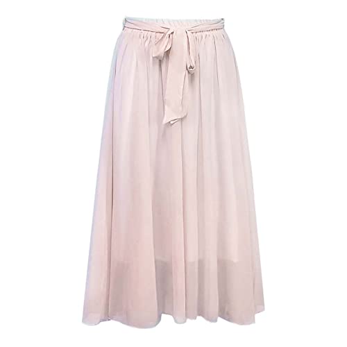 Skang Damen Boho Rock Damen Lang 2023 Damen-Sommer-Spitze-Chiffon-Rock in halber Länge, mittlerer Länge, schmaler Faltenrock, großer Swing-Rock Stiftrock Damen von Skang