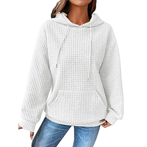 Skang Damen Hoodie Sweatshirt Herbst Winter Pullover Oberteile Langarmshirt Frauen Kapuzenpullover mit Taschen Langarm V-Ausschnitt Knopfleiste Sweatshirt mit Kapuze von Skang