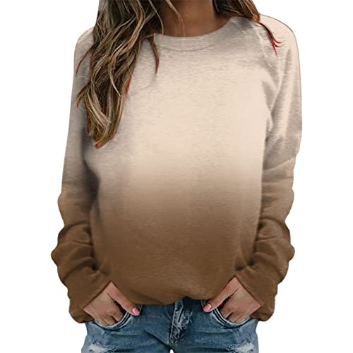 Skang Damen Pullover Elegant Pullover Langarm-Sweatshirt Sweatshirtjacke Damen Oversized (Khaki, XL) von Skang