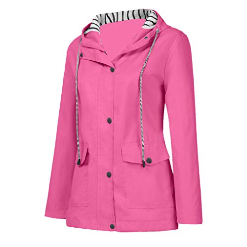 Skang Damen Regenjacke Wasserdicht Windbreaker Kapuze Übergangsjacke Regenmantel Mit Kapuze Lang Softshelljacke Atmungsaktiv Zipper Windjacke mit Taschen von Skang