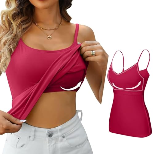 Skang Damen Unterhemden Verstellbare Spaghetti Tops Basic Cami Tank Top 4er Pack Body Shaper Shapewear Unterhemd Bauchweg Build in Bra Tanktop von Skang