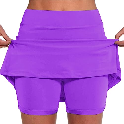 Skang Damen Tennisrock Sportrock Laufrock Rock mit Hose Hohe Taille Tennis Skort Shorts Minirock Hosenrock Sommerrock Kurz Fahrrad Golf Sport Workout Running Rock von Skang