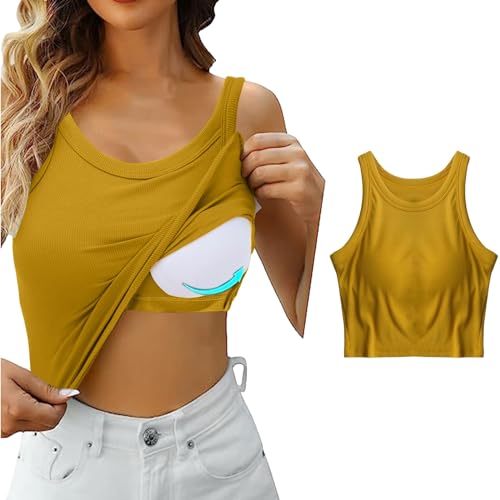 Skang Damen große größen Sale unterhemden mit integriertem BH Tank top mit BH integriert Tshirt ärmellos Damen Sommer unterhemden Damen spaghettiträger von Skang