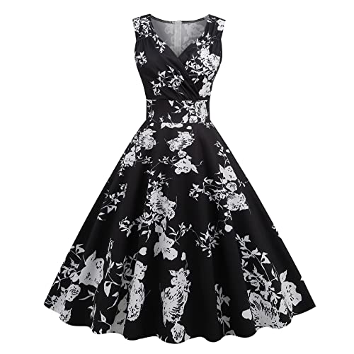 Skang Festliche Kleider Damen Abendkleid Damen Vintage V-Ausschnitt Sexy Print Cocktailkleid Ärmelloses Dinner Formelles Kleid Party Kleider Standesamtkleid Braut Grosse Groesse Skang Festliche Kleider Damen Abendkleid Damen Vintage V-Ausschnitt Sexy Print Cocktailkleid Ärmelloses Dinner Formelles Kleid Party Kleider Standesamtkleid Braut Grosse Groesse von Skang