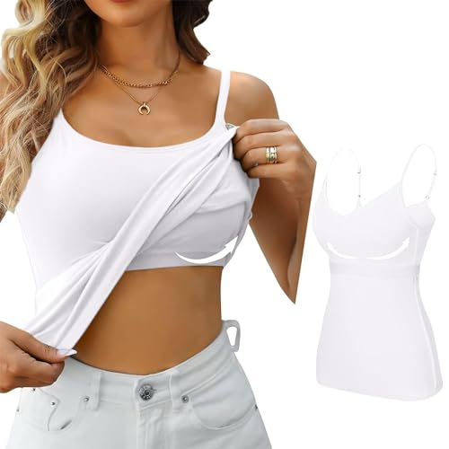 Skang Outlet Angebote Damen Baumwolle unterhemd Regal BH unterhemden verstellbaren Spaghetti top cami mit integriertem BH für Damen Baumwolle verstellbar mit Rahmen BH Stretch unterhemd von Skang