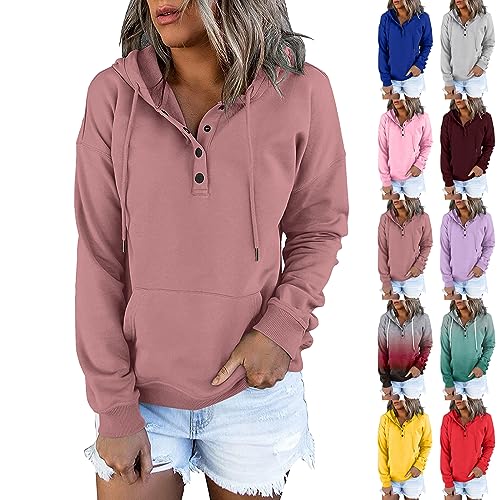 Skang Oversize Pullover Damen Herbst Winter 1/4 Zip Up Hoodie Kapuzenjacke Sweatshirt mit Kapuze Casual Kapuzenpullover Langarm Oberteil Tops von Skang