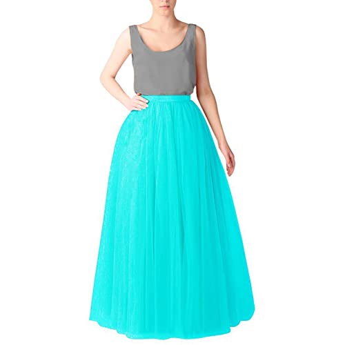 Skang Rock Damen Sommer Lang Frauen ohne Hochzeit Mesh Porzellanfarbe Petticoat Puffy Long Tutu Rock Jeansrock Fransen von Skang