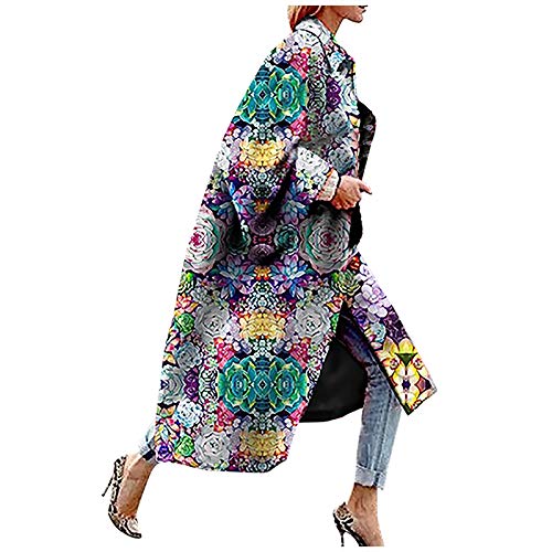 Skang Winter Mantel Für Frauen Mode Women bedruckte TaschenJacke Oberbekleidung Cardigan-Mantel Long Trench Coat Regenmantel Damen Wasserdicht Atmungsaktiv (White, L) von Skang