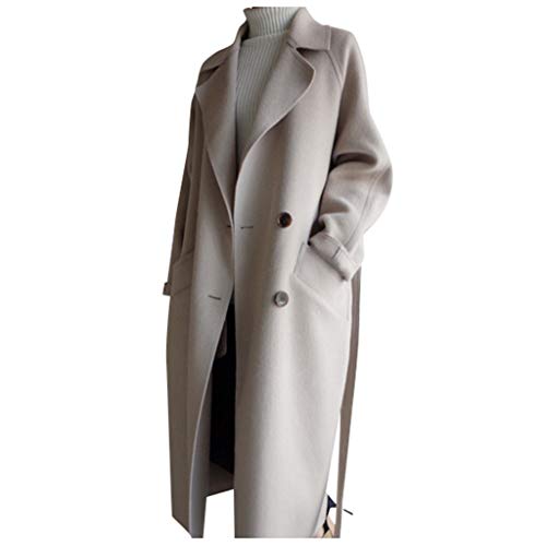 Skang Winter Mantel Für Frauen Oversize-Kaschmir-Wollmischgürtel für Damen, Trenchcoat, Outwear-Jacke Damen Wollmantel (White, M) von Skang
