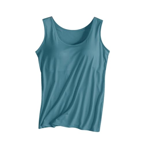 Sommerkleidung Damen Sale Unterhemden Damen Tank Top Mit Integriertem BH Hemd Damen Mit Cups Oberteil Ärmellos Unterwäsche Hemden Träger Unterhemd Sportshirt Mit Integriertem BH von Skang