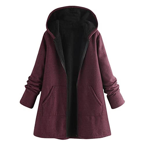 Winterjacke Damen 2022 Stile Winterkleidung Plus Größe Langarm Hoodies Mantel Jacken Für Frauen Winterjacken Damen uziert (Red, XXXXXL) von Skang