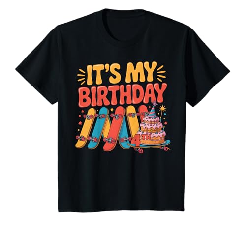 Kinder 4 Jahre Old Skateboarder Skater Skateboard 4. Geburtstag T-Shirt von Skateboard Birthday Theme Party