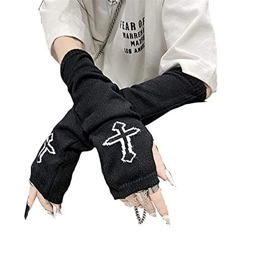 Frauen Handschuhe Goth Arm Ärmel Cool Black Moon Cross Printed Hip Hop von Skateboard Frog