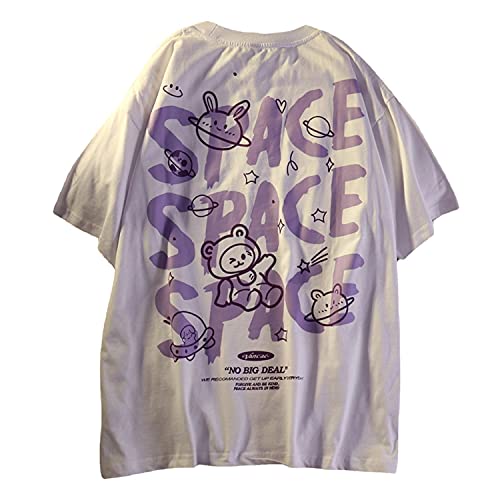 Damen-T-Shirt im Gothic-Stil, Y2K Harajuku-Stil, Baumwolle, Anime-Kleidung, Weiß 3, Medium von Skateboard Frog