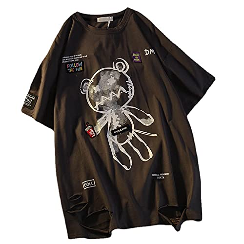 Frauen Gothic T-Shirt Y2K Harajuku Grafik Tops Baumwolle Anime Kleidung (Dunkelgrau, XL) von Skateboard Frog
