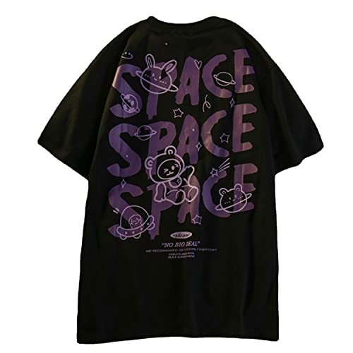 Frauen Gothic T-Shirt Y2K Harajuku Grafik Tops Baumwolle Anime Kleidung (Schwarz 3, XL) von Skateboard Frog