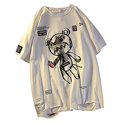 Frauen Gothic T-Shirt Y2K Harajuku Grafik Tops Baumwolle Anime Kleidung (Weiß, L) von Skateboard Frog