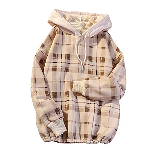 Frauen Harajuku Plaid Hoodies Gefälschte Zweiteilige Fleece Rollkragen Koreanische Pullover Mode Herbst Winter Kleidung Lässige Lose Streetwear (Aprikose, L) von Skateboard Frog