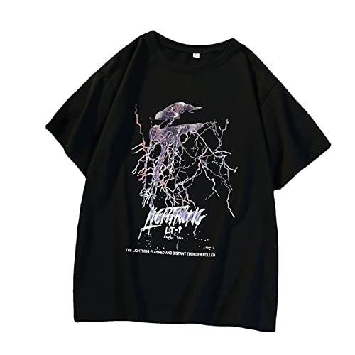 Frauen Sommer Gothic T-Shirt Anime Ästhetischen Druck Harajuku Mode Casual Tops, 631 Schwarz, X-Groß von Skateboard Frog