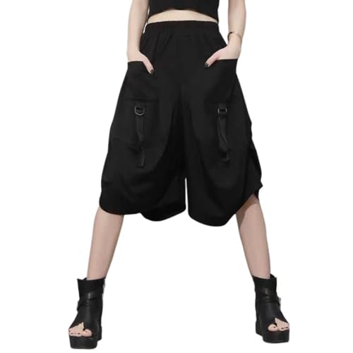 Goth Emo Alt Asymmetrischer Short Rock Damen Sommer y2k Skirt Fashion Kpop Schwarz Skorts von Skateboard Frog