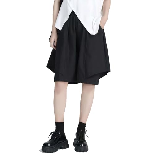 Goth Emo Alt Asymmetrischer Short Rock Damen Sommer y2k Skirt Fashion Kpop Schwarz Skorts von Skateboard Frog