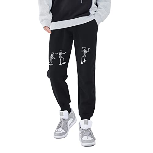 Jogginghose Herren Baumwolle Track Pants Goth Y2k Sweatpants Skateboarding Skeleton Printed Lounge Hose (Black,XL) von Skateboard Frog