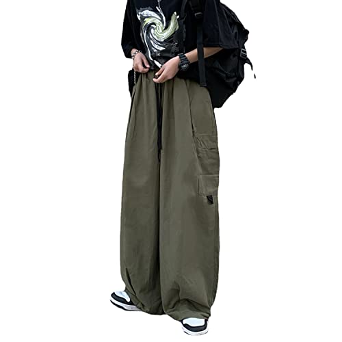 Skateboard Frog Baggy Cargohose Gothic Harajuku Hohe Taille 90er Jahre Lose Y2K Damen Streetwear Lose Hose (Army Green,L) von Skateboard Frog