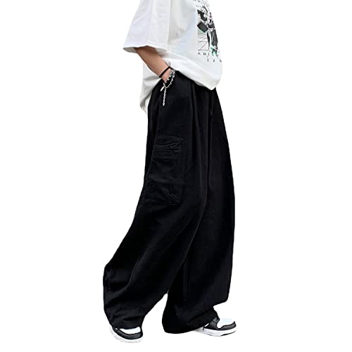 Skateboard Frog Baggy Cargohose Gothic Harajuku Hohe Taille 90er Jahre Lose Y2K Damen Streetwear Lose Hose (Black,L) von Skateboard Frog