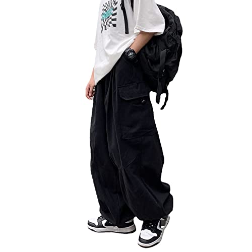 Skateboard Frog Baggy Cargohose Gothic Harajuku Hohe Taille 90er Jahre Lose Y2K Damen Streetwear Lose Hose (Black 2,L) von Skateboard Frog