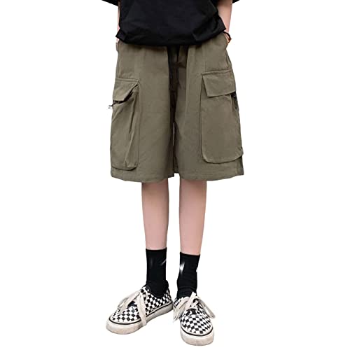 Skateboard Frog Damen Baggy Cargo Shorts Bermuda Casual Sport Weite Bein Kurze Hose mit Taschen, K79 armygreen, X-Groß von Skateboard Frog