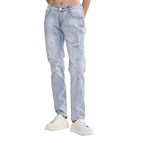 Skateboard Frog Damen Jeans Zerrissene Skinny Slim Fit Boyfriend Y2K Distressed Graphic Stretch-Denim-Jeans (Hellblau,L) von Skateboard Frog