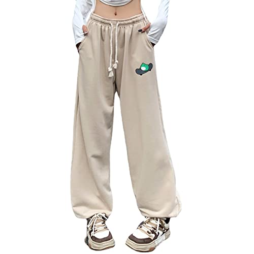 Skateboard Frog Jogginghose Baggy Joggers für Damen Laufhose mit sportlicher Passform (Khaki,L) von Skateboard Frog