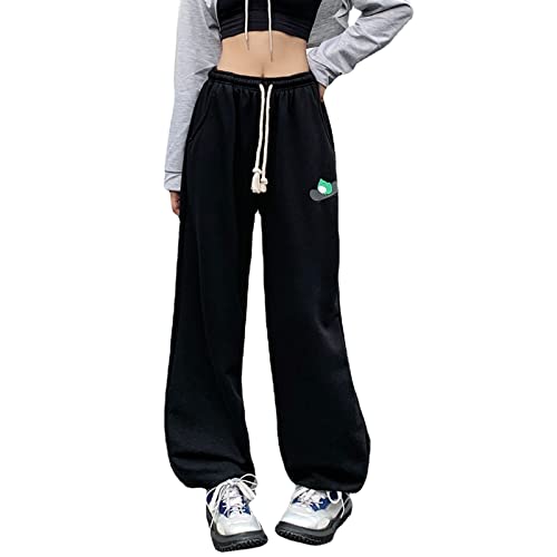 Skateboard Frog Jogginghose Baggy Joggers für Damen Laufhose mit sportlicher Passform (Schwarz,L) von Skateboard Frog