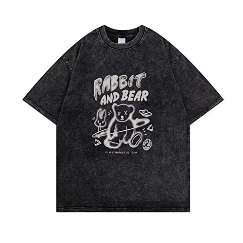 Unisex T-Shirts für Erwachsene Goth T Shirt Y2K Neuheit Harajuku Grafik Tops Distressed Anime Kleidung 613 Dary Grey von Skateboard Frog