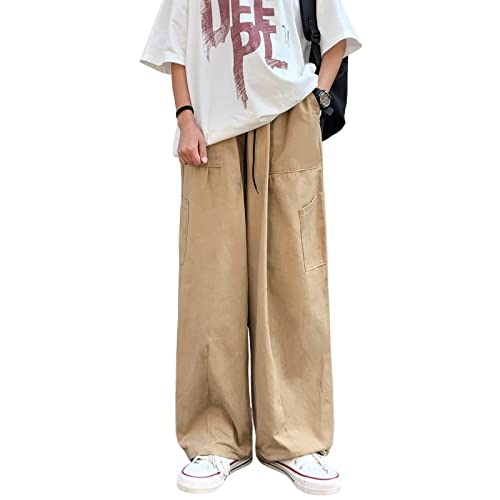 Y2K Cargohose Damen Baggy Hose Streetwear Baumwolle Solide Vintage Loose Fit mit Taschen Palazzo (Khaki,XL) von Skateboard Frog