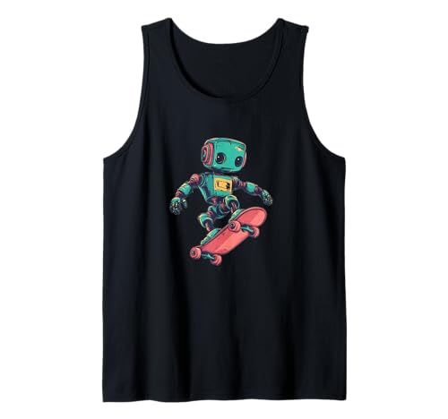 Cooler Skating Roboter mit Skateboard für Jungen und Mädchen Tank Top Cooler Skating Roboter mit Skateboard für Jungen und Mädchen Tank Top von Skateboard Robot Outfit
