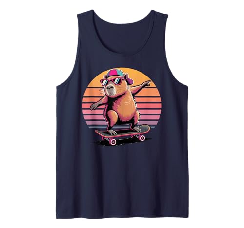 Skateboard Capybara Skater Jungen Herren Fun Capy Lover Retro Tank Top Skateboard Capybara Skater Jungen Herren Fun Capy Lover Retro Tank Top von Skateboarding Capybara Skateboard Toddler Capybara