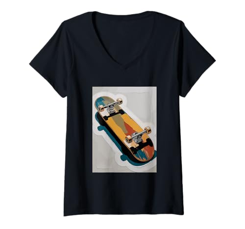 Damen Impasto Style Art Skateboard Skateboarder Skateboarden T-Shirt mit V-Ausschnitt Damen Impasto Style Art Skateboard Skateboarder Skateboarden T-Shirt mit V-Ausschnitt von Skateboarding Gift For A Skateboarder