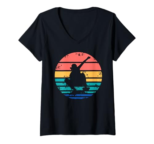 Damen Retro Girls auf Rollen voller Power & Sonne T-Shirt mit V-Ausschnitt Damen Retro Girls auf Rollen voller Power & Sonne T-Shirt mit V-Ausschnitt von Skaterinnen zeigen der Straße wie's geht