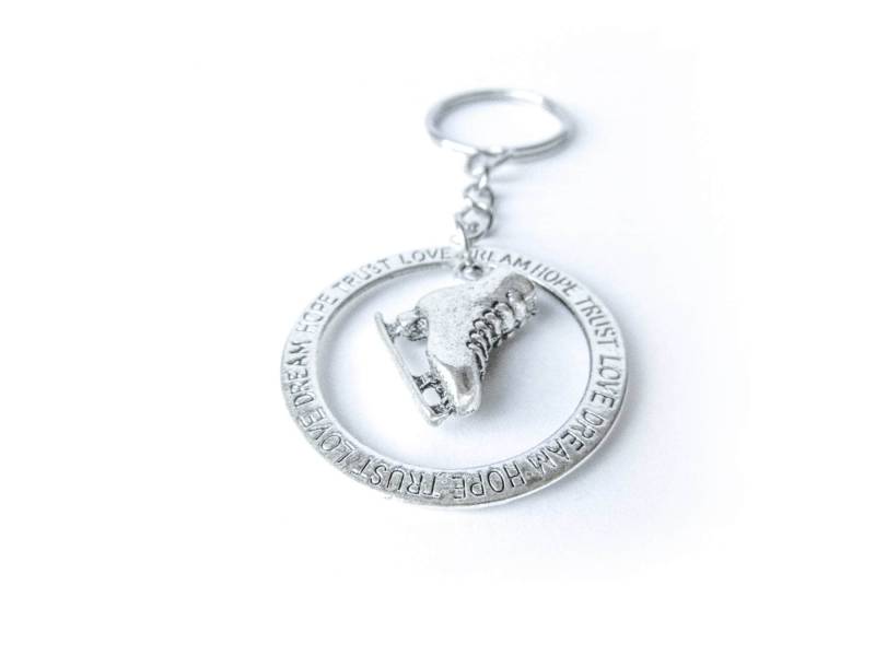 Eiskunstlauf Schlüsselanhänger Schlittschuh Charm Schlüsselanhänger Inspirierende Worte Ring Geschenk von SkatingInspirations