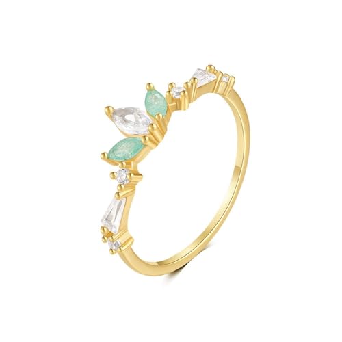 14K Gelbgold Ring Frauen Weiß Ring Moissanite Damen, Blumen-Eingelegte Steine Partnerringe Damen Größe 58 (18.5) von Skcess